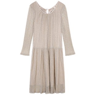 落落狷介 巨好看的早秋裙子长袖连衣裙2025年新款设计感小个子V领