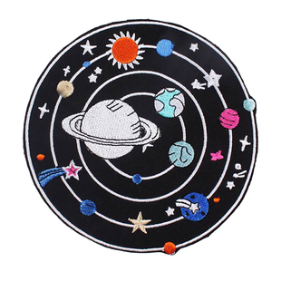 包邮熨烫魔术大号宇宙星球男生徽章背包外套衣服圆形刺绣补丁布贴