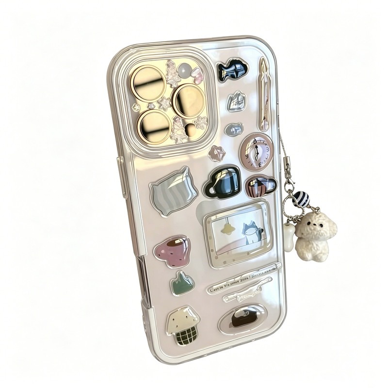 适用于iPhone17promax手机壳创意DIY黑猫贴纸华为mate80卡通Pura80/70简约ins风小米17pr