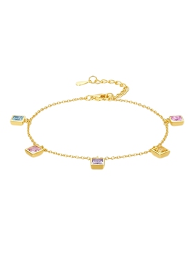 周六福S925银手链女几何手饰百搭时尚送女友圣诞礼物