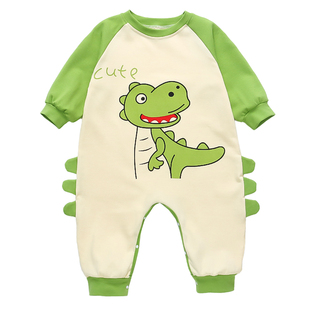 儿童纯棉连体睡衣春秋宝宝女孩防踢爬服男女童秋天防着凉连身睡袋