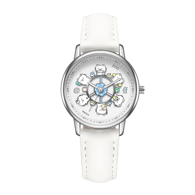 正港线条小猫旋转手表女款高颜值