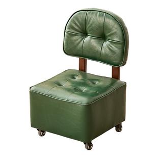 家用小凳子懒人滑轮溜溜凳实木靠背椅万向轮移动板凳客厅沙发矮凳