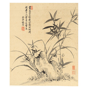杨晋花鸟册竹石图仿古画复制名人字画名家书画花鸟画国画装饰画