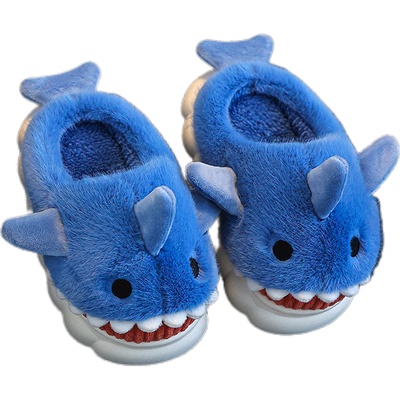 鲨鱼棉拖鞋男秋冬季外穿保暖
