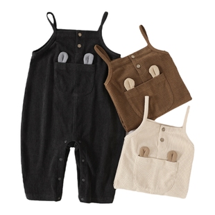 宝宝背带裤春秋灯芯绒举重裤女童长裤男童连身裤春装婴儿连体裤子