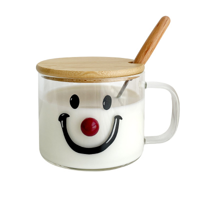 网红耐高温玻璃杯带盖带勺早餐杯