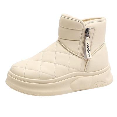 人本官方店厚底百搭雪地靴棉靴女冬季侧拉链加绒保暖防水加厚棉鞋