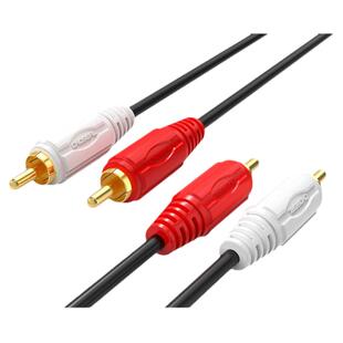 秋叶原双莲花头音频线2rca二对二红白梅花插头信号输出线AV通用DVD电视蓝光机CD功放低音炮音箱音响连接线
