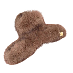 爱心毛绒抓夹女慵懒风高级感毛绒鲨鱼夹2025新款大号发夹气质头饰