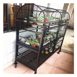 【花含烟】露台多肉花架户外防盗移动多层带轮带锁室外防鸟防猫