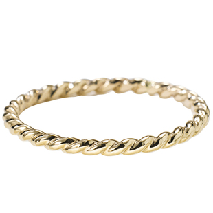 14K包金1.6mm麻花扭纹戒指女素圈 欧美简约ins小众设计尾戒女小指