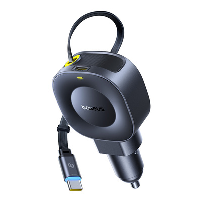 倍思45W车载充电器自带伸缩线