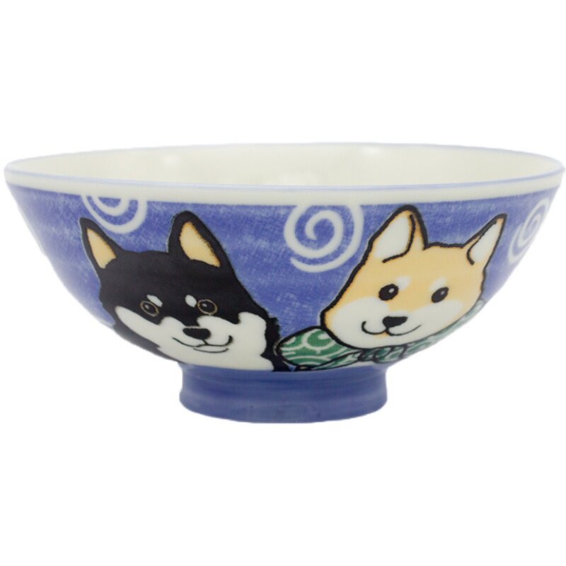 日本原装进口餐具美浓烧陶瓷饭碗日式家用大号米饭碗可爱卡通柴犬