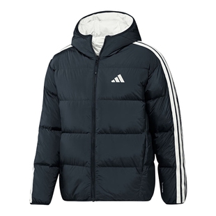 adidas阿迪达斯三条纹双面穿连帽羽绒服秋冬装男短款夹克KC2491