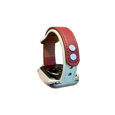 适用iwatch小蛮腰拼色双钉皮表带