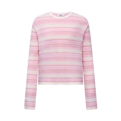 LILY马海毛条纹女装撞色针织衫