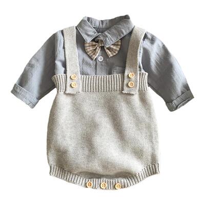 2026小少爷婴儿套装秋装韩系宝宝衣服周岁礼服男宝小月龄外出包屁