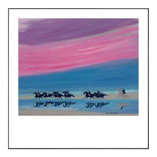 抽象艺术小众室内挂画北欧风正方形马图案壁画民宿卧室房间装饰画