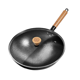 章状元章丘手工铁锅炒锅家用无涂层官方旗舰不粘锅老式圆底已开锅