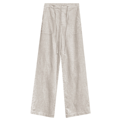 天丝亚麻阔腿裤女夏季薄款高腰显瘦老钱风汉麻冰丝棉麻窄版直筒裤