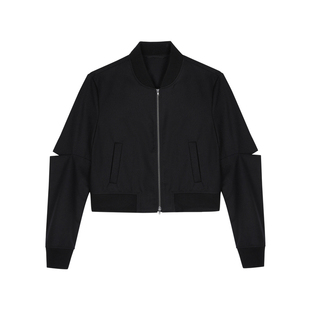 JNBY/江南布衣秋冬毛呢夹克棒球服短外套镂空简约通勤开襟上衣女