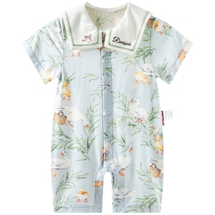 【湖边小憩】aqpa爱帕宝宝儿童夏季短袖前开连体衣婴儿哈衣爬服