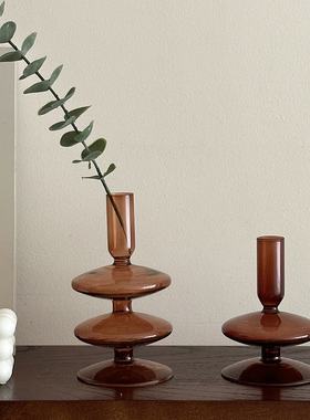 轻奢高档客厅装饰摆件桌面入户门房间复古玻璃创意花瓶电视柜摆设