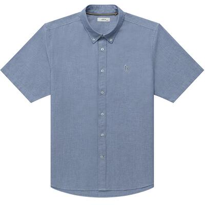 Hazzys哈吉斯短袖棉质衬衫男夏季通勤商务多色宽松牛津纺衬衣上衣