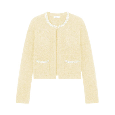 CRUSH毛绒钻饰对襟开衫