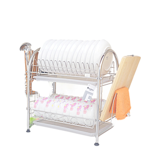 大号不锈钢厨房碗架沥水架双层碗碟架筷子晾碗架收纳架多层置物架