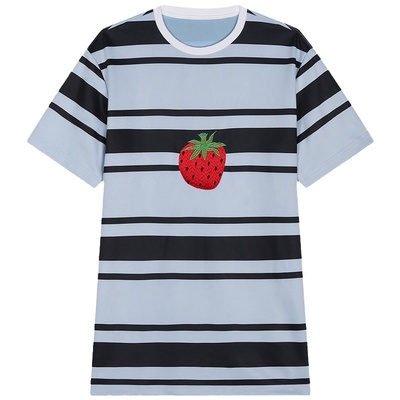 落落狷介蓝色条纹针织连衣裙女