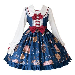 【现货】 豹了个猫原创loita熊熊乐团可爱优雅复古英伦风连衣裙