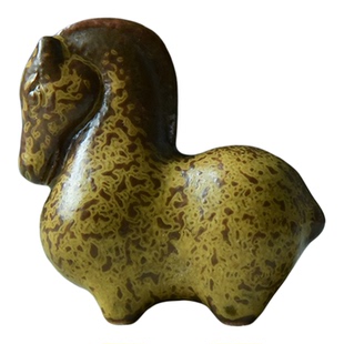 涵青堂 龙泉窑青瓷唐马茶宠摆件可爱陶瓷桌面小饰品盆栽装饰动物