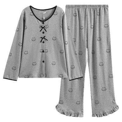 芬腾睡衣女春秋季纯棉家居服