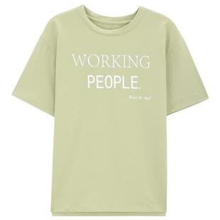 MB MindBridge百家好夏季圆领短袖宽松T恤女士字母印花休闲上衣