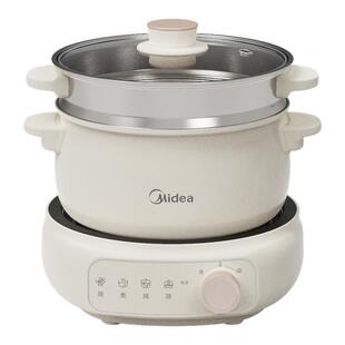 美的多功能电煮锅宿舍单人小电锅蒸煮涮炒一体家用电热火锅泡面锅