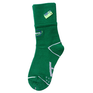 韩国潮牌ADER拼接双层个性刺绣布标袜子男女中筒纯棉网红ins潮袜