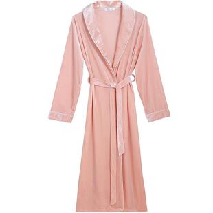 夏娃之秀新款丝绒睡衣女V领开襟长袖外披家居 睡袍浴袍性感舒适