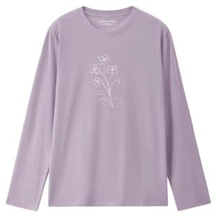 佐丹奴T恤女装纯棉法式花朵印花圆领针织长袖T恤 05395782