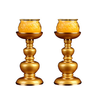 圆通佛具供佛烛台全铜中式洋烛针蜡台佛前供灯酥油灯座蜡烛灯底座