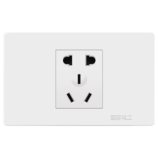 【一位五孔】国际电工墙壁开关插座面板118型雅白小五孔 一位三孔