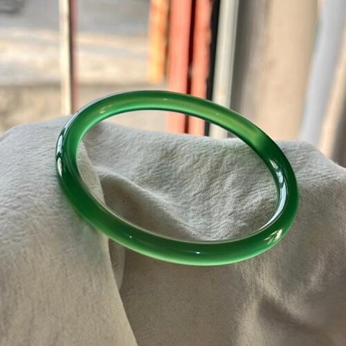天然玛瑙玉髓菠菜绿叮当手镯6mm细圆条夏日清新款送朋友一物一证