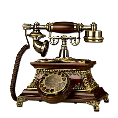 新款实木仿古电话机无线复古转盘插卡座机欧式酒店办公装饰固话机