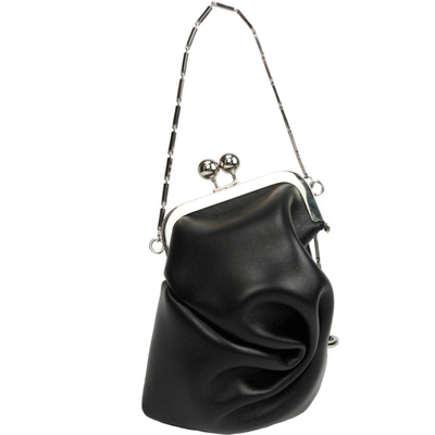 the pleasure软雕塑原创设计褶皱歪头包口金包斜挎迷你包牛剖层革