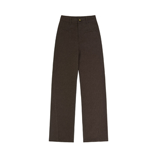 「MISAZ」复古chic单眼皮口袋显瘦直筒长裤 弧线分割棉质阔腿西裤