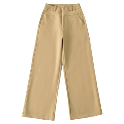 雅痞老钱风极简复古卡其裤休闲裤宽松直筒裤女运动长裤