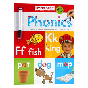 刷刷笔可重复擦写Smart Start Wipe-Clean Workbook Phonics看字读音 英文原版进口绘本 幼儿启蒙英语学习练习册