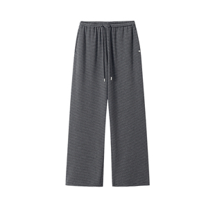 樱桃KIRSH 韩系条纹针织休闲裤女2026春季百搭宽松甜美阔腿裤长裤