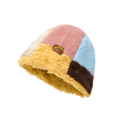 撞色毛绒渔夫帽秋冬保暖